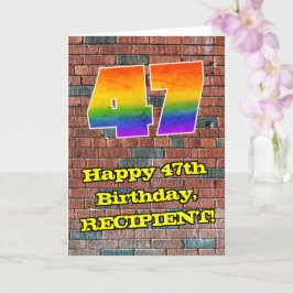 Tarjeta 47° cumpleaños: Arcoiris 47 inspirado en graffiti 