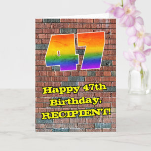 Tarjeta 47° cumpleaños: Arcoiris 47 inspirado en graffiti