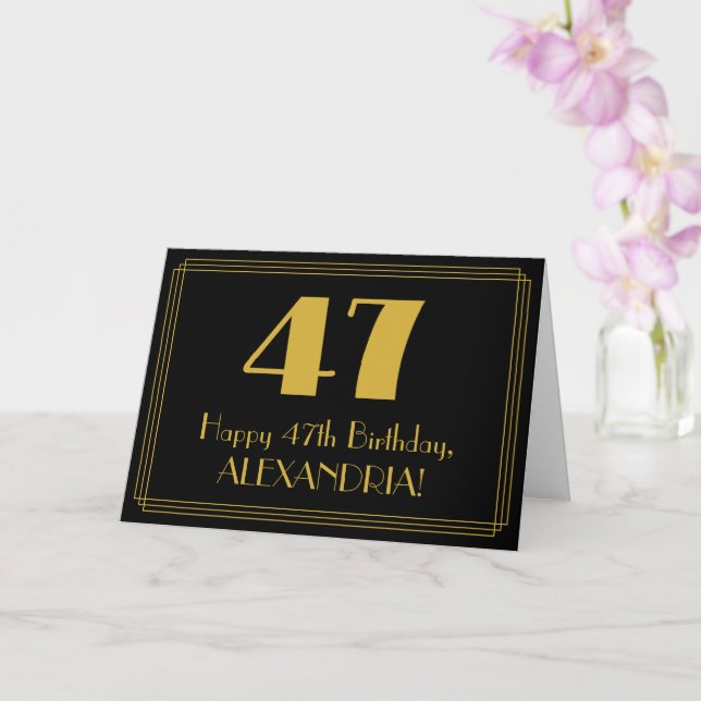 Tarjeta 47° cumpleaños: Art Deco inspirado look "47" + nom (Orquídea)