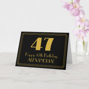 Tarjeta 47° cumpleaños: Art Deco inspirado look "47" + nom