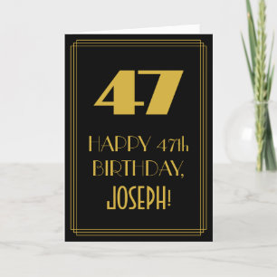 Tarjeta 47 cumpleaños ~ Art Deco Inspirado look "47" y nom