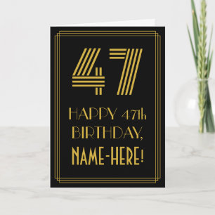 Tarjeta 47° cumpleaños: Art Deco inspirado look "47" y nom
