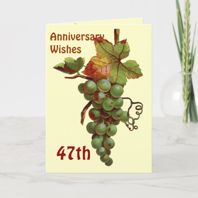 Tarjeta 47.o Deseos del aniversario, customiseable (Anverso)