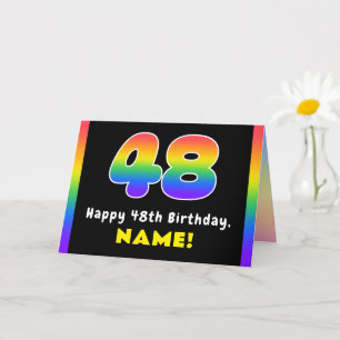 Tarjeta 48º cumpleaños: arcoiris colorido # 48, nombre per