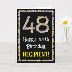 Tarjeta 48º cumpleaños: Flores florales número, nombre per