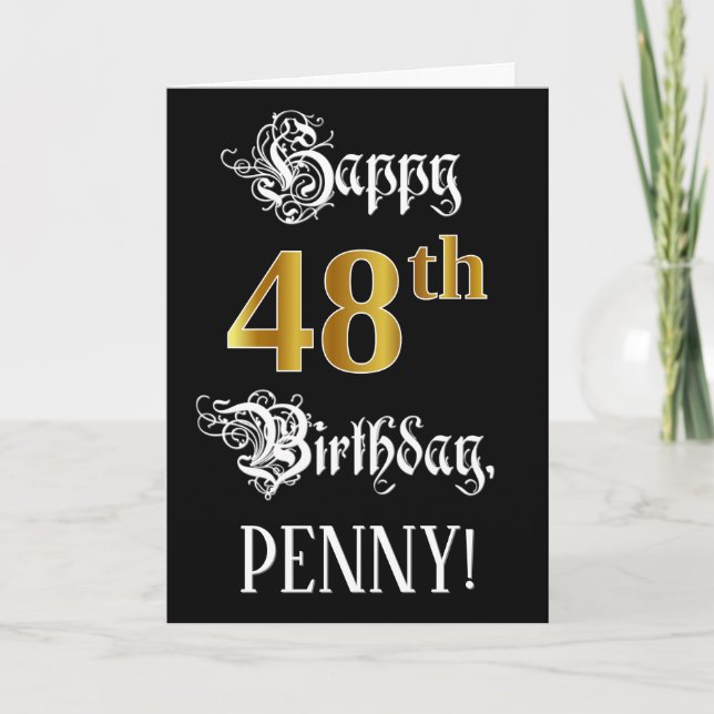 Tarjeta 48º cumpleaños — Guión de fantasía; Mirada de oro  (Anverso)