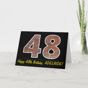 Tarjeta 48º cumpleaños - Patrón de pared de ladrillo "48"