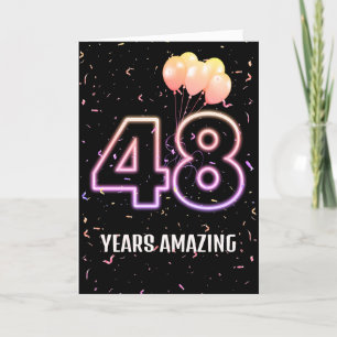 Tarjeta 48.º Balón de cumpleaños y Confetti