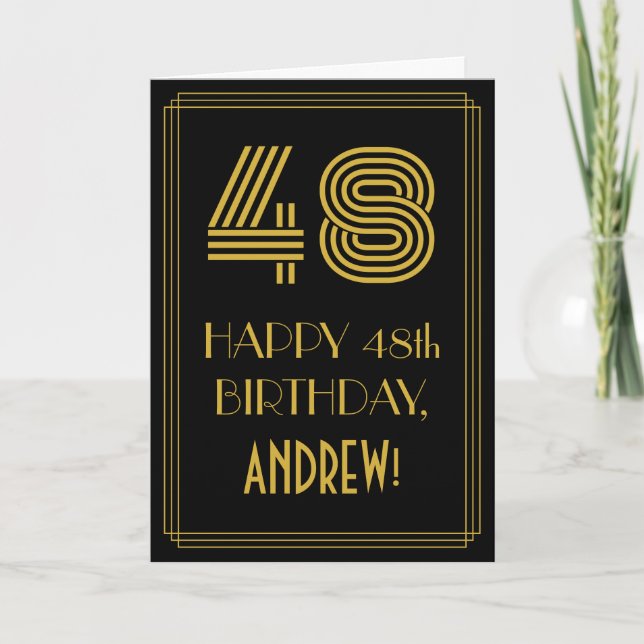 Tarjeta 48 Aniversario del nacimiento: Art Deco inspirado  (Anverso)