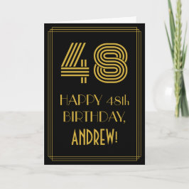 Tarjeta 48 Aniversario del nacimiento: Art Deco inspirado 