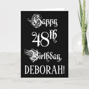 Tarjeta 48 Aniversario: Elegante guión + nombre personaliz