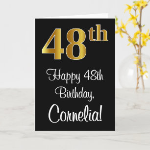 Tarjeta 48 Aniversario ~ Elegante Lujoso Faux Gold Look #