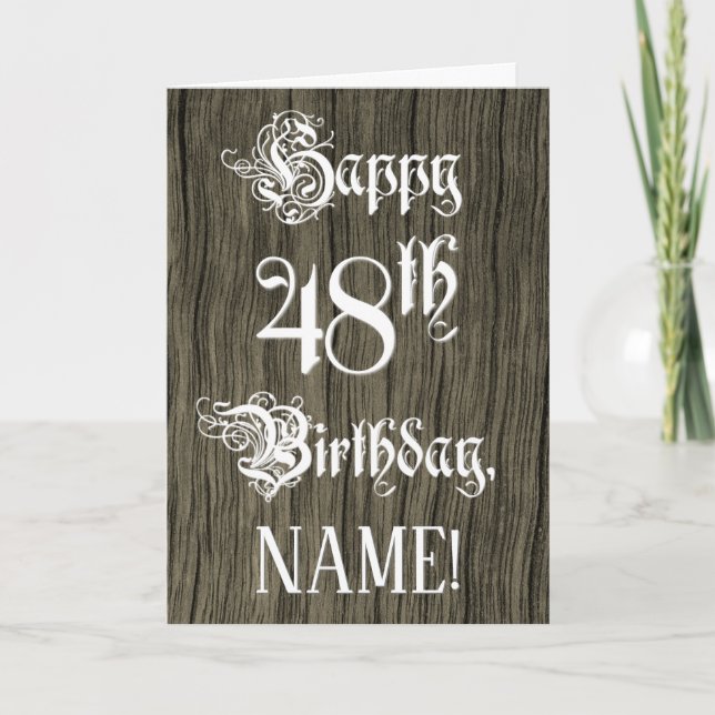 Tarjeta 48 Aniversario: Elegante texto, elegante; aparienc (Anverso)