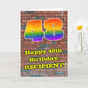 Tarjeta 48° cumpleaños: Arcoiris 48 inspirado en graffiti
