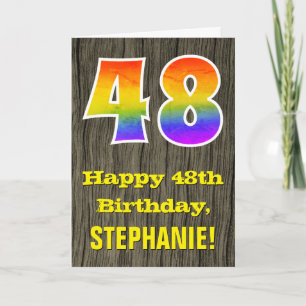 Tarjeta 48° cumpleaños: Rústica apariencia de madera falsa