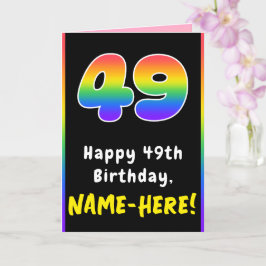 Tarjeta 49º cumpleaños: arcoiris colorido # 49, nombre per