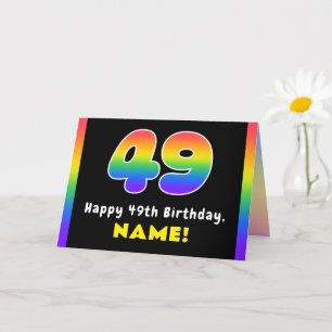 Tarjeta 49º cumpleaños: arcoiris colorido # 49, nombre per