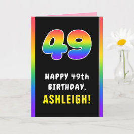Tarjeta 49º cumpleaños: arcoiris colorido # 49, nombre per
