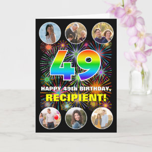 Tarjeta 49º cumpleaños: Arcoiris divertido #, nombre perso