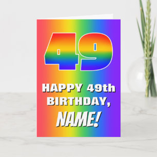 Tarjeta 49º cumpleaños: Colorido, divertido patrón arcoiri
