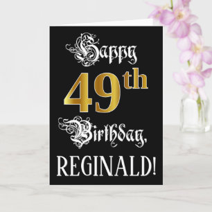 Tarjeta 49º cumpleaños — Guión de fantasía; aspecto de oro