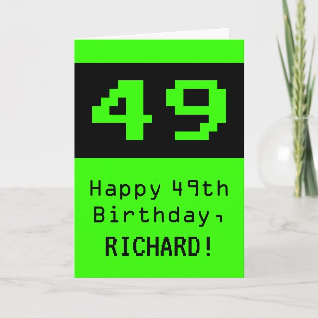 Tarjeta 49º cumpleaños: Nerdy / Geeky Style "49" y nombre (Anverso)