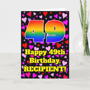 Tarjeta 49º cumpleaños: Patrón de corazones amorosos, arco