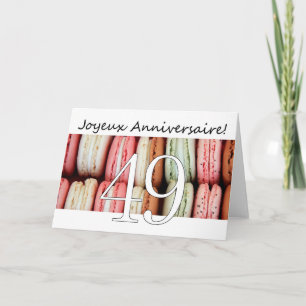 Tarjeta 49.º Aniversario del cumpleaños francés Macaron-Jo