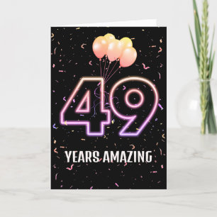 Tarjeta 49.º Balón de cumpleaños y Confetti