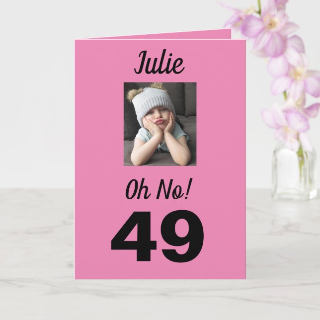 Tarjeta 49 Aniversario Oh No! Graciosa chica rosa (Orquídea)