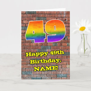 Tarjeta 49° cumpleaños: Arcoiris 49 inspirado en graffiti
