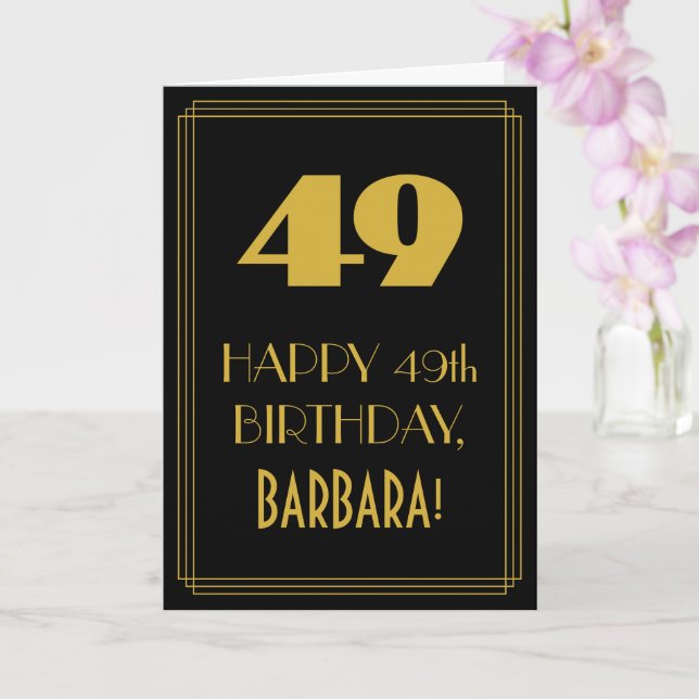Tarjeta 49 cumpleaños ~ Art Deco Inspirado look "49" y nom (Orquídea)
