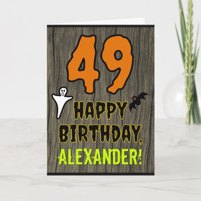 Tarjeta 49 Cumpleaños: Tema espeluznante de Halloween, nom (Anverso)