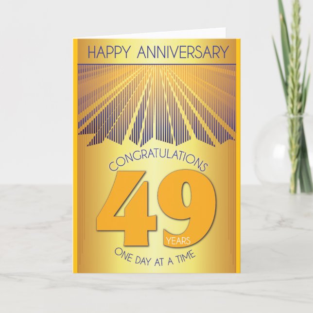 Tarjeta 49 Year Sober Anniversary | Golden Ray 12 Step (Anverso)