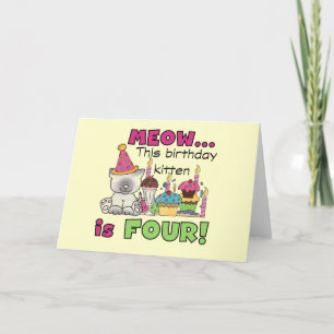 Tarjeta 4.ª Camiseta y Regalos de Cumpleaños de los Gatito