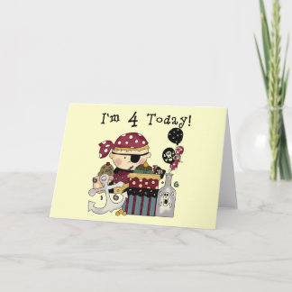 Tarjeta 4.ª Camiseta y Regalos Piratas de Cumpleaños