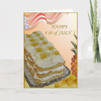 Tarjeta 4.ª carta de july con tarta de piña y receptáculo