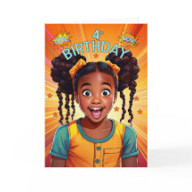 4.º cumpleaños Chica afroamericano estilo pop