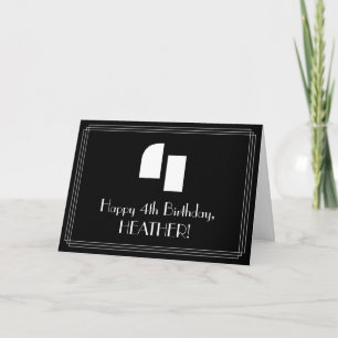 Tarjeta 4.º Cumpleaños: Estilo Art Decó inspirado "4" y no