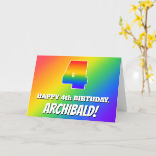 Tarjeta 4.º cumpleaños: Patrón arcoiris multicolor # 4
