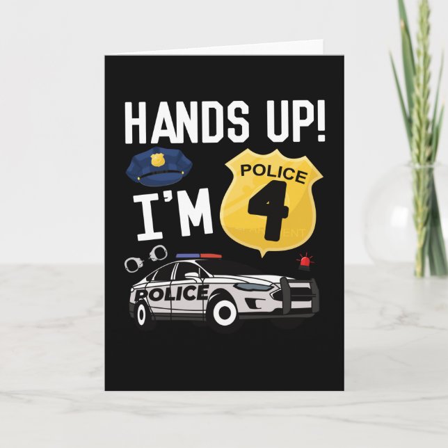 Tarjeta 4.º oficial de policía de regalo de cumpleaños niñ (Anverso)