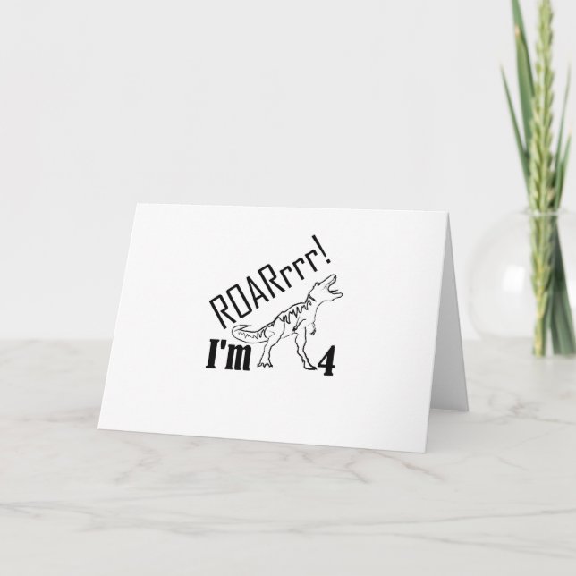 Tarjeta 4.º regalo de dinosaurio para niños de 4 años (Anverso)