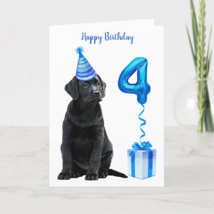 Tarjeta 4.º tema de la cachorro de cumpleaños - Cute Perro