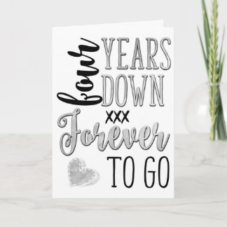 Tarjeta 4 Aniversario, 4, 4 Años Abajo Por Siempre Por Ir
