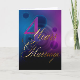 Tarjeta 4 años de matrimonio (tarjeta de aniversario)