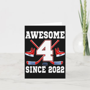 Tarjeta 4 Años Increíble Desde 2022 Cumpleaños Tema Hockey