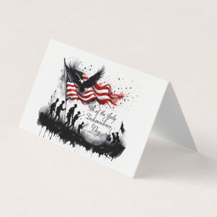 Tarjeta 4 de julio Arte Patriótico con bandera y soldados