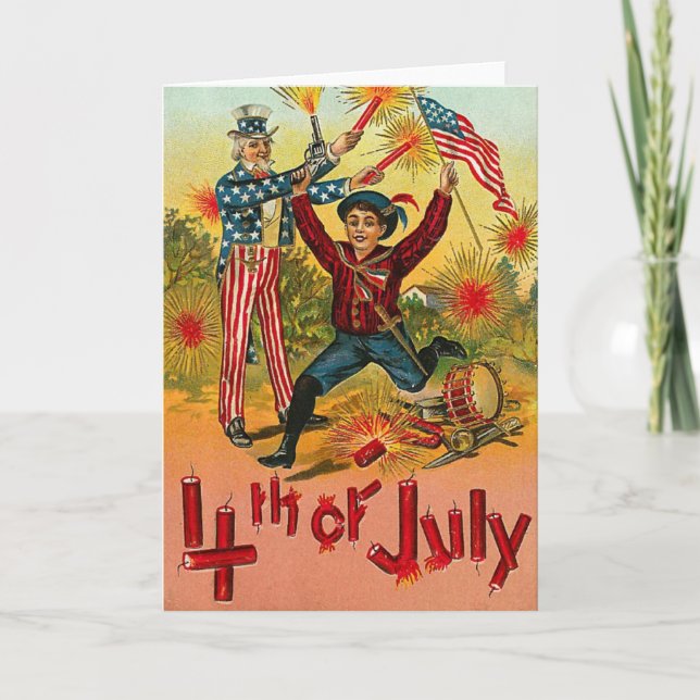 Tarjeta 4 de julio - Arte vintage (Anverso)