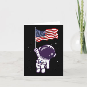 Tarjeta 4 De Julio Astronauta Usa Bandera Estadounidense F