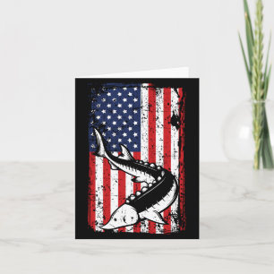 Tarjeta 4 De Julio Bandera Americana Sturgeon Fishing Papá